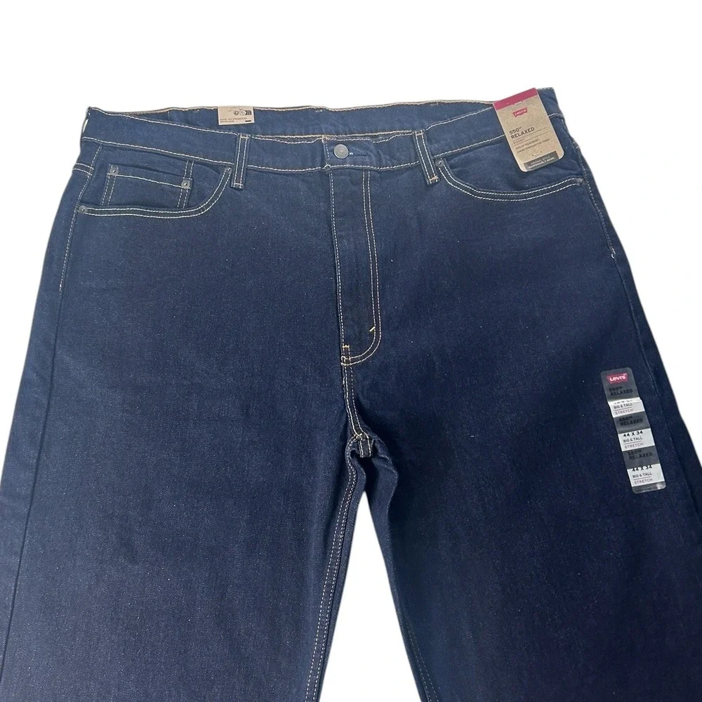 Levis 550 Relaxed Fit Big and Tall Mens Jeans 44x34 Dark Wash Stretch Denim‎ NEW